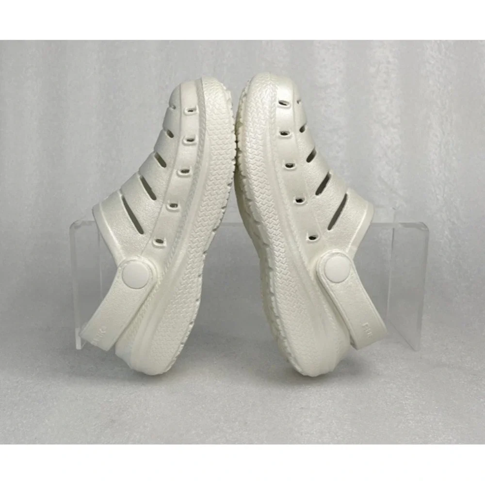Rugged Shark Eva White Pearl Clogs Slip on Sandals Toddler Girls Size 7 NEW
